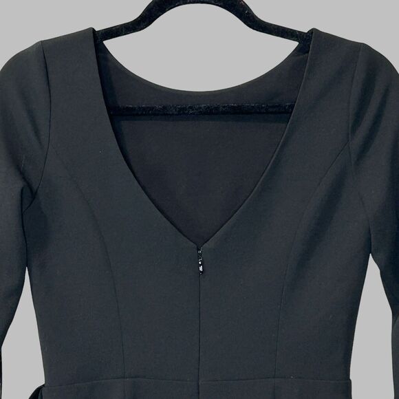 Dress The Population Ruffled 3/4 Sleeves Midi Cocktail Dress Black Women S NWOT - Picture 9 of 9